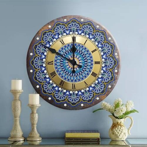 Diy Roma Style Tin Diamond Painting Clock 5D Metal Tin Diamond Embroidery Cross Stitch DIY Arts Crafts Bar house Decor Gift
