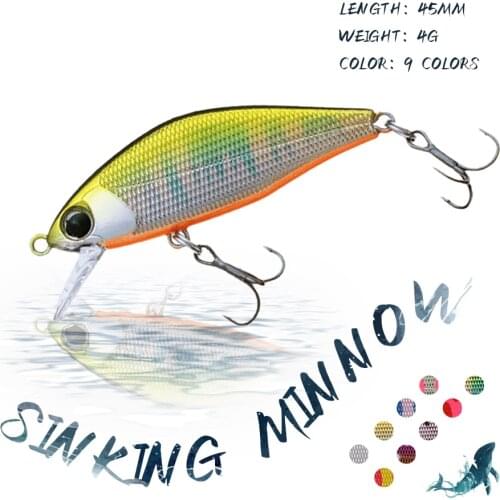 KoKossi 45MM/4G Minnow Wobblers Fishing Hard Lures Sinking Artificial Fake Bait 3D Eyes Japan Perch Pesca Fishing Sports Tackel
