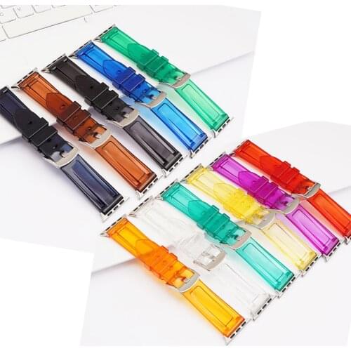 Transparent Resin Strap Band for Apple Watch 3 4 5 6 38mm 42mm 40mm 44mm Clear TPU Men Women Replacement Bracelet for iwatch 1 2