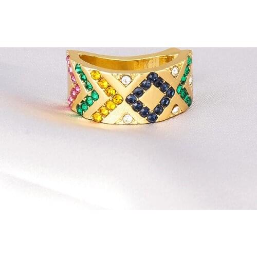 Fashion Retro Multicolor Cross Pattern Tribal Ear Bone Cuff Women Gold Color Sliding Mana Clip Earring
