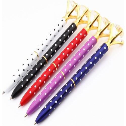Fashion 090 Crystal Diamond hat Color spots business office Ballpoint Pen For School Stationery Office Supplies
