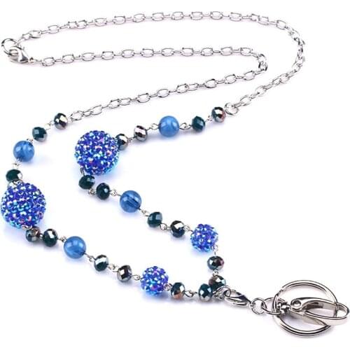 Blue Badge Lanyards with ID Holder Keychain Holder Chain Lanyard Elegant Necklace for Women Teacher Nurse