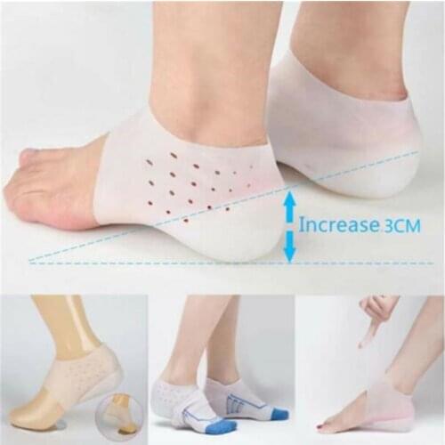 Unisex Invisible Height Increase Silicone Socks Gel Heel Pads Cushion Soles Insole Foot Massage Orthopedic Arch Support Care