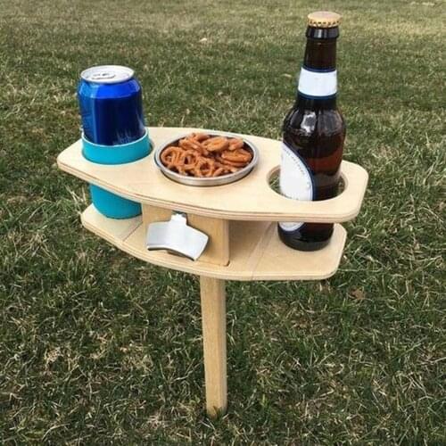 Foldable Wooden Wine Table Round Desktop Portable Picnic Table Wine Racks For Outdoor Picnic Camping Party Wine Holders Dropship