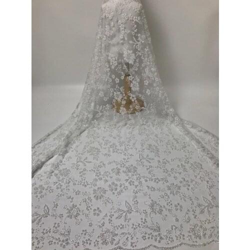 Speical african Tulle lace fabric SYJ-118886 with glued glitter french net lace fabric 5 yards for party dress