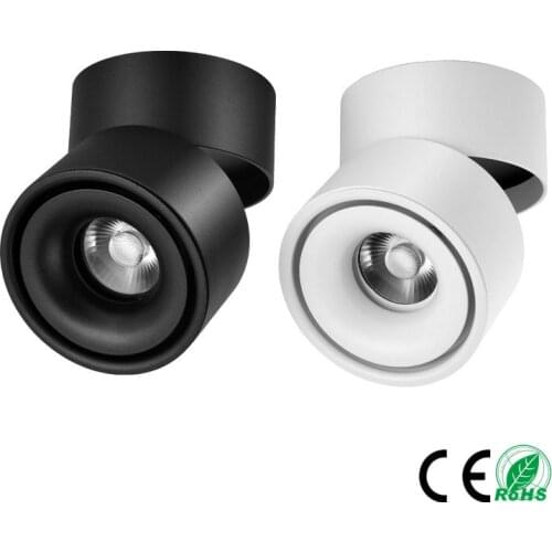 Dimmable 15W/12W/10W/7W LED surface mounted ceiling lamp ,Foldable and 360 degree rotatable COB Downlight spot light decoration