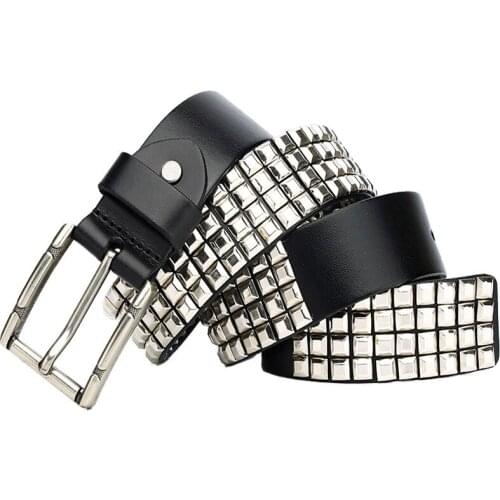 Ta-weo) Fashion Men Unisex Personalized leather belts, trendy pin buckle punk style Genuine Leather belt