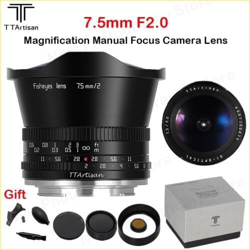 TTArtisan 7.5mm F2 APS-C Cameras Lens Magnification Manual Focus for Canon M Nikon Z SONY E Nikon Z Leica L Fuji X M4/3 Mount
