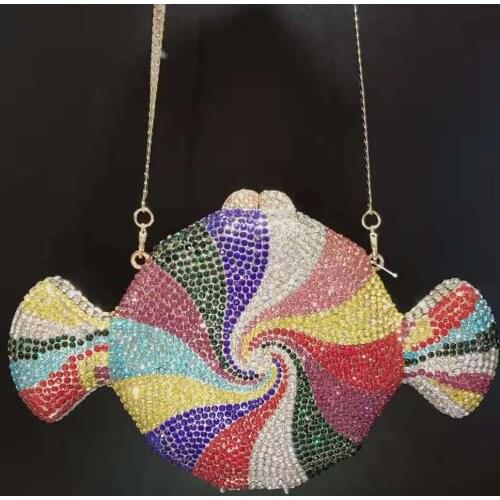 Lady Colorful Candy Shape Diamond Evening Clutch Bags Women’s Rhinestone Wedding Bridal Purse Lady Party Prom Mini Clutches Bags