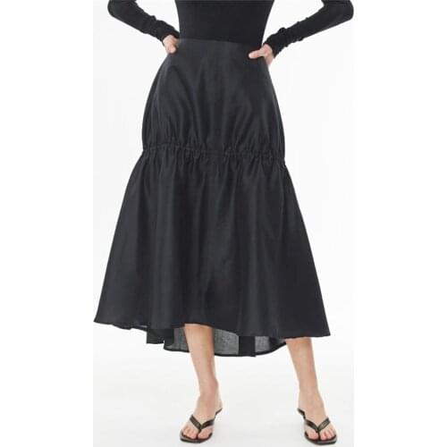 Women Dress 2021 New Solid Color Laminated Elastic Pleated Mid-length Women Loose Summer Casual Tutu Dress