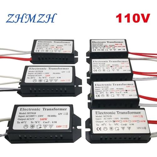 ZHMZH Electronic Transformer 60W 120w 160W AC110V-130V to AC 12V Power Supply For Halogen Crystal Lamp Beads Quartz Chandelier