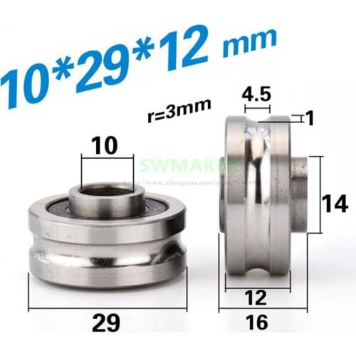 10*29*12mm all steel grooved U grooved wheel, embroidery machine / stripper, roller pulley bearing roller, rust prevention