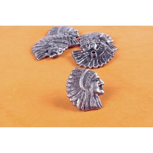 10PC 27*31MM Western Equestrian Tack Antique Silver Indian Skull CONCHOS DECOR