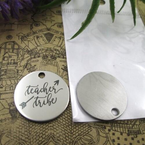 10pcs--"TEACHER TRIBE"stainless steel charms 5 styles for choosing DIY Charms for necklace bracelets