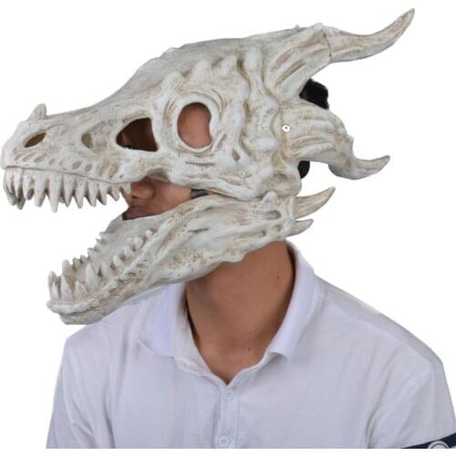 Halloween Carnival Party 3D Animal Dragon Mask Cosplay Dragon Scary Mask Dragon Bone Latex Full Face Cover Animal Head Mask