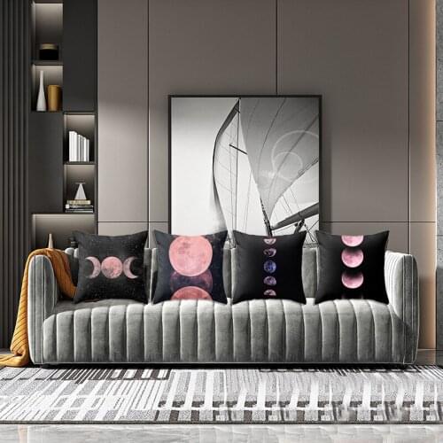4Pcs Space Moon Earth Planet Pillow Case Square Sofa Cushion Cover Home Decorative Cushion Cover 45X45cm-ABUX