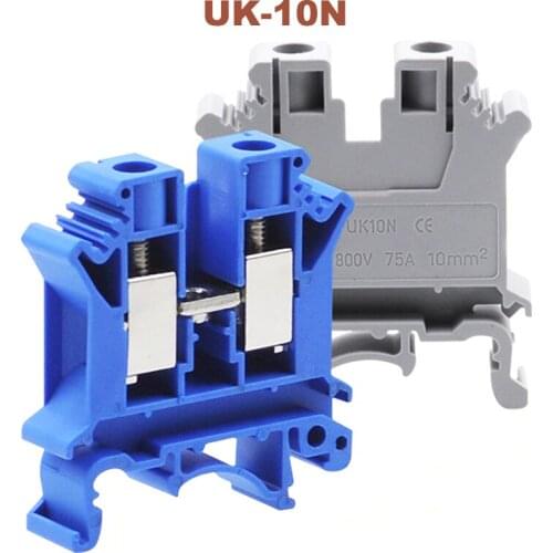 5Pcs UK-10N Din Rail Universal Screw Terminal Blocks Electrical Wire Terminals Block Connector Brass Bornier Morsettiera 75A