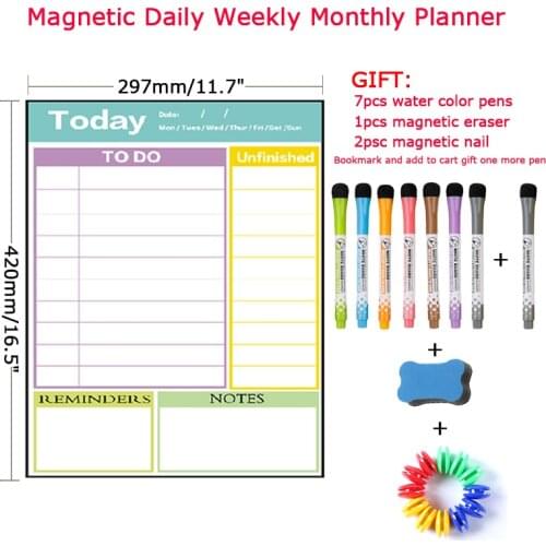 A3Size Dry Erase Magnetic Weekly&Monthly Planner Calendar Whiteboard Message fridge memo magnet lose weight Bulletin White Board