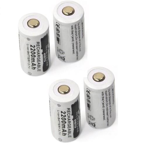 NEW 4pcs 3.7v 2200mAh CR123A rechargeable lithium battery 16340 battery