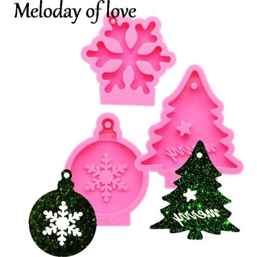 Shiny Christmas tree snowflake molds for DIY epoxy model resin moulds silicone custom mold DY0132