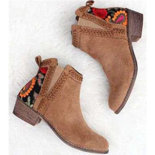 Ladies Ankle Boots Autumn and Winter Women Low Heel Boots Retro Ladies Casual Shoes Women Shoes