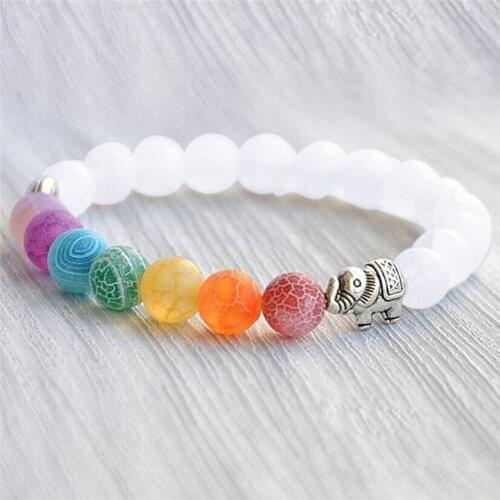 7 Colors Charm Grinding Matte Beads Elephant Bracelet Yoga Energy Bangle Jewelry Bangles Woman Jewelry with Beads Beach Jewelry