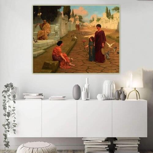 Citon John William Godward《Outside the Gate of Pompeii》Canvas Art Oil Painting Artwork Poster Picture Wall Decor Home Decoration