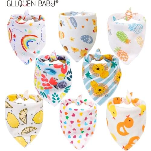 8pcs/lot Pack Baby Bandana Drool Bibs New Arrival Color Super Soft Bandana Bibs for Boys & Girls 100% Organic Cotton Summer Bibs