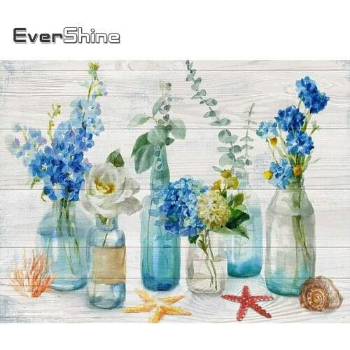 EverShine 5D Diamond Embroidery Flower Full Drill Square Diamond Painting Vase Picture Of Rhinestones Mosaic Wall Art
