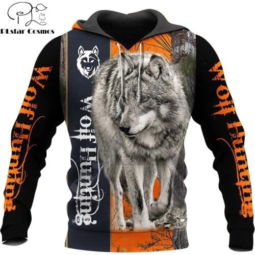 Animal Wolf Hunter pattern 3D Printed mens Hoodies Harajuku Fashion Sweatshirt Unisex Casual Pullover sudadera hombre DW068