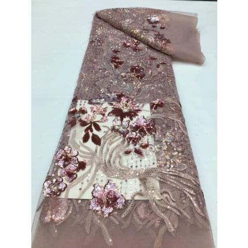 8 colors (5yards/pc) Elegant black color African sequins net lace fabric embroidered French lace for party dress FSS435