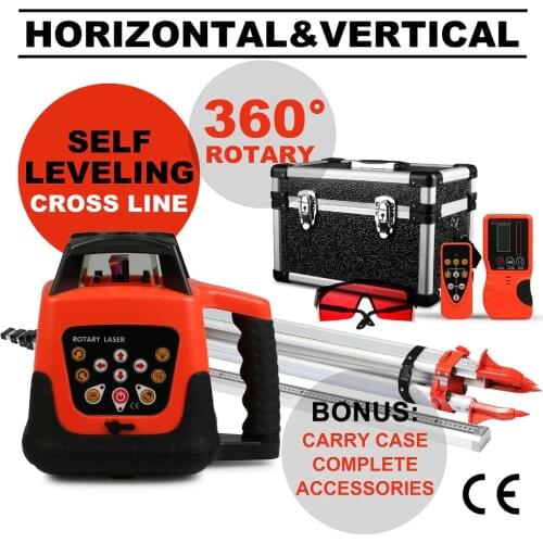 Laser Level Self-leveling 360 Rotary Red Laser Level 500m Range + Tripod + 5m Staff