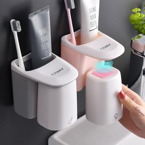 Magnetic Attraction Toothbrush Holder Couple Toothpaste Shaver Shelf Cup Storage Rack Bathroom Washroom Accessories Set Wall