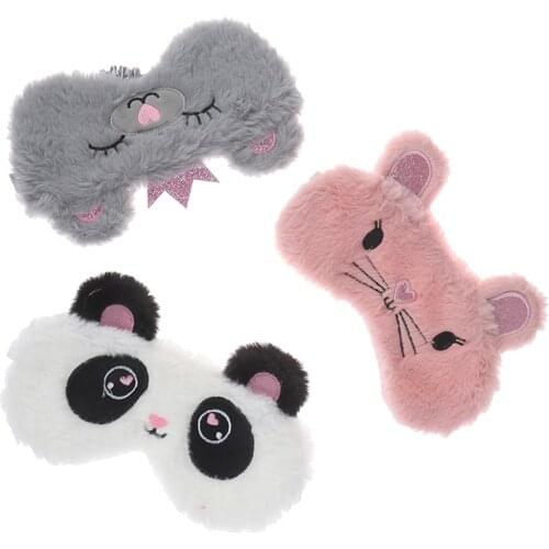 Cute Cartoon Sleep Eye Mask Plush Eye Cover Kids Sleeping Mask Travel Rest Eye Shade Band Eye Patch Blindfold Sleep Aid Eyepatch