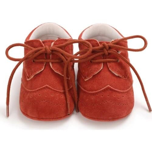 Baby Boy Cute Solid Lace-Up Soft Shoes PU Leather Non-slip Cute First Walking Shoes