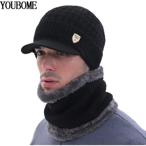 Fashion Winter Beanies For Men Knitted Hat Scarf Skullies Beanies Hat Men Warm Neck Thick Balaclava Mark Women Winter Hat Cap