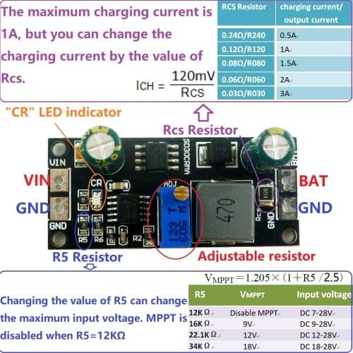 MPPT Solar Controller 1A 3.2V 3.7V 3.8V 7.4V 11.1V 14.8V Lithium ion LiFePO4 Titanate Battery Charger Module