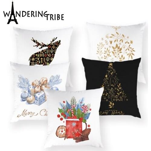 Cartoon Christmas Reindeer Sofa Cushion Christmas Tree Pillowcases For Pillow Jungle Decoration Decor Home Poszewka Dekoracyjna