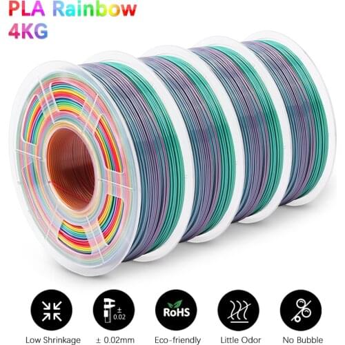 GOHIGH PLA Rainbow Filament 4 Rolls 1.75mm Rainbow Color Printing Material for FDM 3D Printer Materials