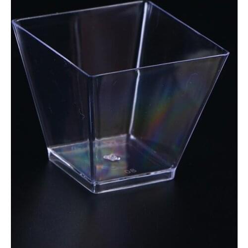 50pcs 60ml Disposable Plastic Cups Clear Portion Transparent Trapezoidal Food Container for Jelly Yogurt Mousses Dessert Baking