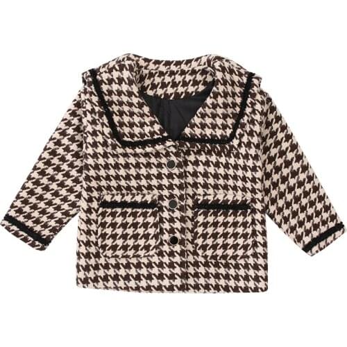Girls' coats fashion childrens lapel tweed coats 3-14 years old