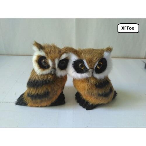 A pair of small cute real life owl models plastic&furs brown owl dolls home decoration gift about 10cm xf0495