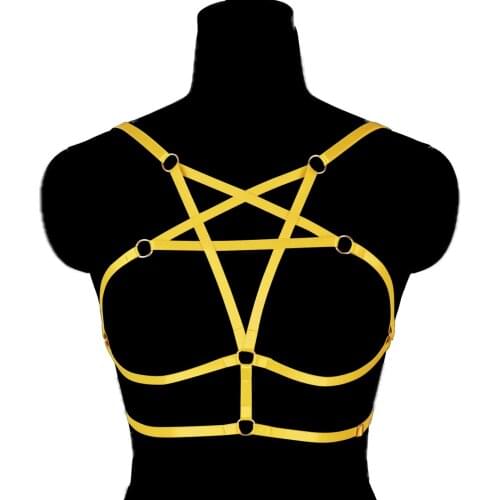 Punk Carnival Pentagram Gothic Chest Bondage Suspenders Sexy Bdsm Erotic Lingerie Costume Womens Harness Bra Goth Clothes Sword