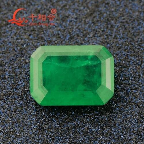 Rectangle shape natural crystal and glass artificial emerald green and red color loose stone