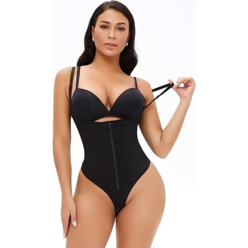 Thong womens plastic tight one-piece waist lifting hip button zipper body shaping clothes