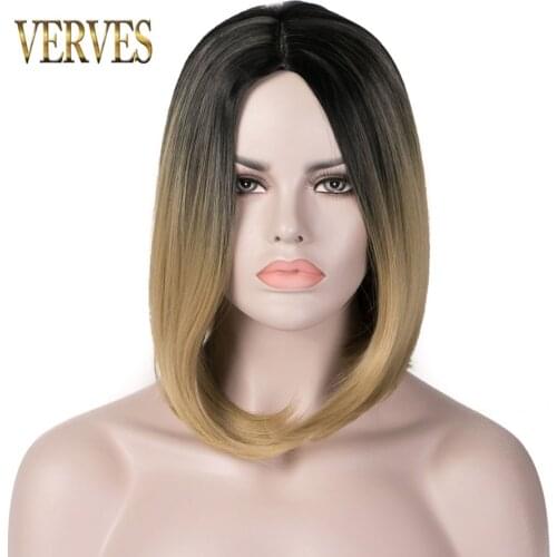 VERVES ombre synthetic wigs bob wigs 8 colors options synthetic short haircut wigs cosplay with hairnet women wigs black,grey