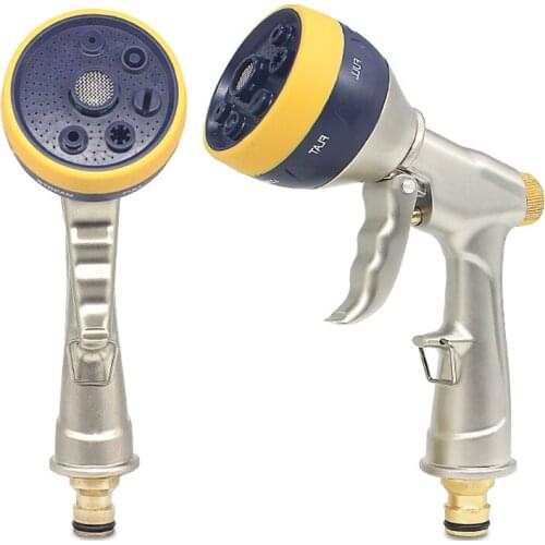 High Pressure Garden Water Spray Gun 7 Adjustable Patterns Metal Garden Hose Nozzle Heavy Duty Sprayer Car Washer Hand Gun