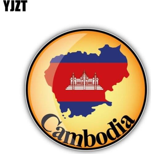 YJZT 12.6CM*12.6CM Car Styling Cambodia Map Flag Round Car Sticker Decal 6-1311