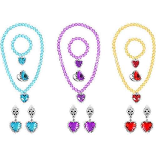 Elsa Cosplay Jewelry Sets Girls Princess Necklace Eardrop Ring Bracelet Magic Hair Accessories Belle Snow White Adornment