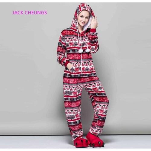 Adult Women Snowflake Pajamas Flannel Winter Pyjama Cartoon Anime Red Bird Sexy Hooded Pijama Sleepwear Onesies pajamas